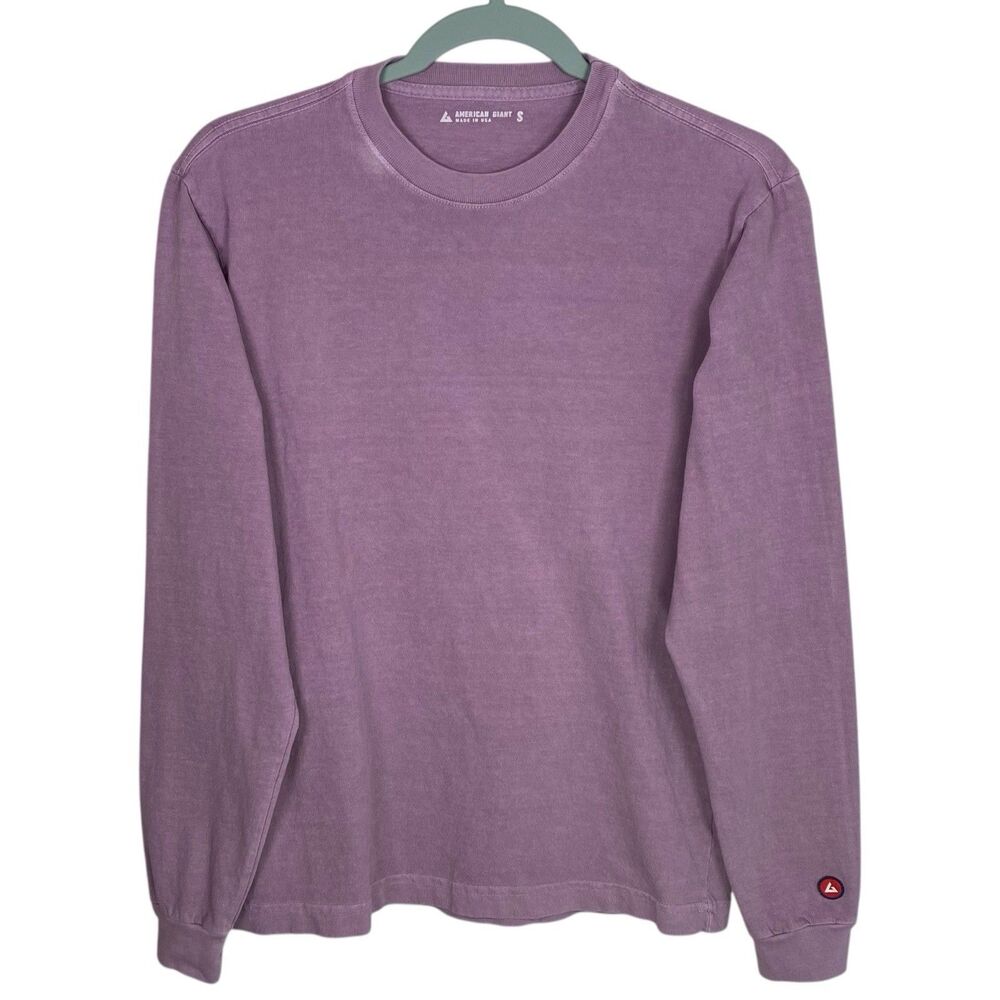 American Giant Shirt Womens Small Purple Long Sleeve Vintage Wash Crew Tee Top